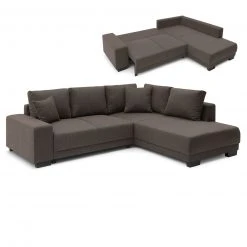 Ecksofa - braun - Webstoff - Liegefunktion