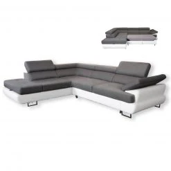 Ecksofa - anthrazit-weiß - mit Funktion - Ottomane links