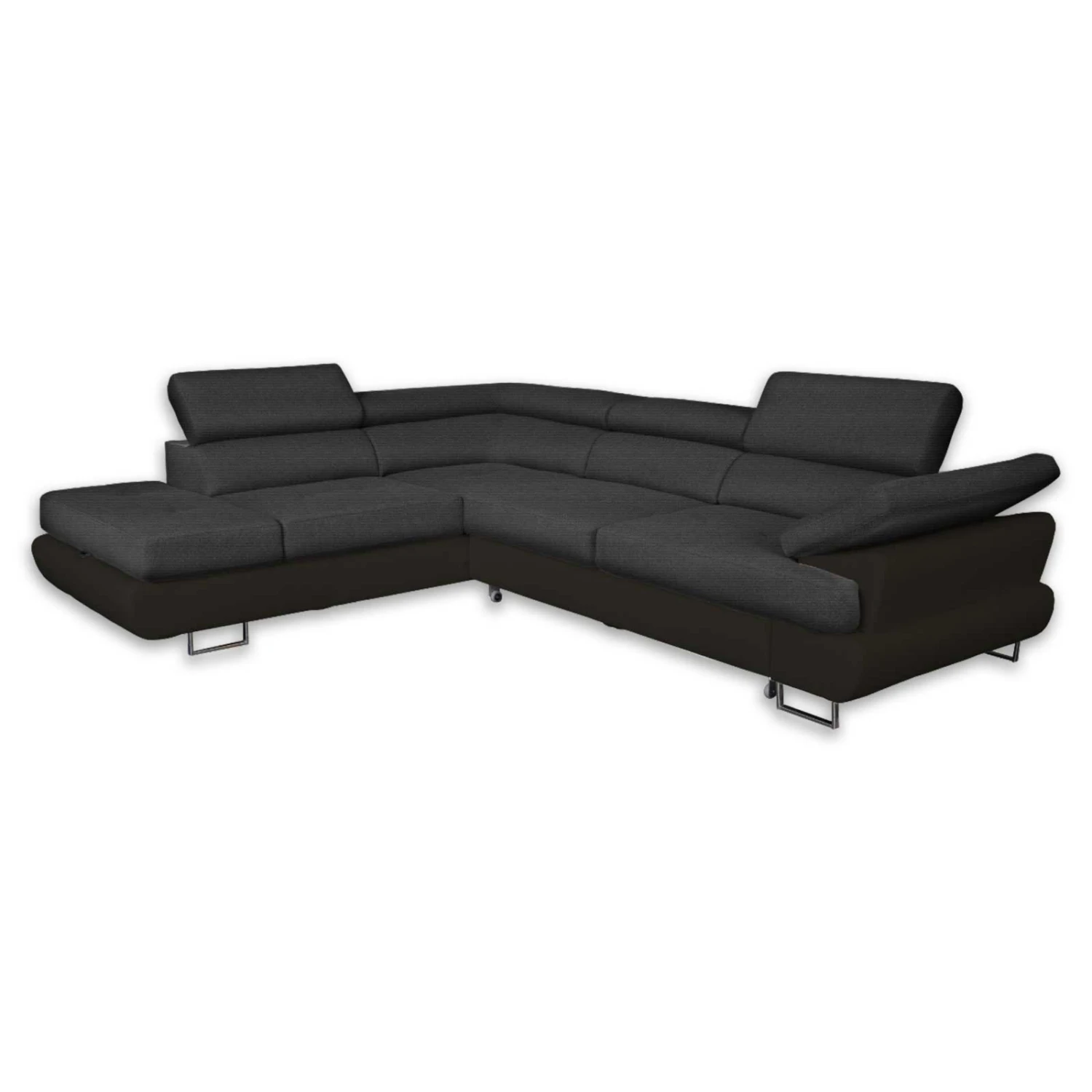 Ecksofa - anthrazit-schwarz - mit Funktion - Ottomane links 1 Ecksofa - anthrazit-schwarz - mit Funktion - Ottomane links