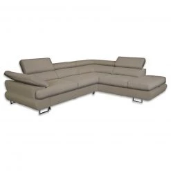 Ecksofa - beige-schlamm - mit Funktion - Ottomane rechts