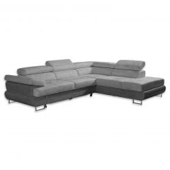 Ecksofa - hellgrau - mit Funktion - Ottomane rechts