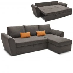 Ecksofa - grau - Liegefunktion