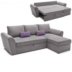 Ecksofa - hellgrau - Liegefunktion