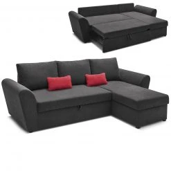 Ecksofa - dunkelgrau - Liegefunktion