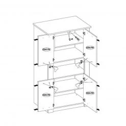 Highboard - Artisan Eiche - 4 Türen 6 Highboard - Artisan Eiche - 4 Türen -Wohnzimmer Verkäufe 1016016500 03 1600Wx1600H