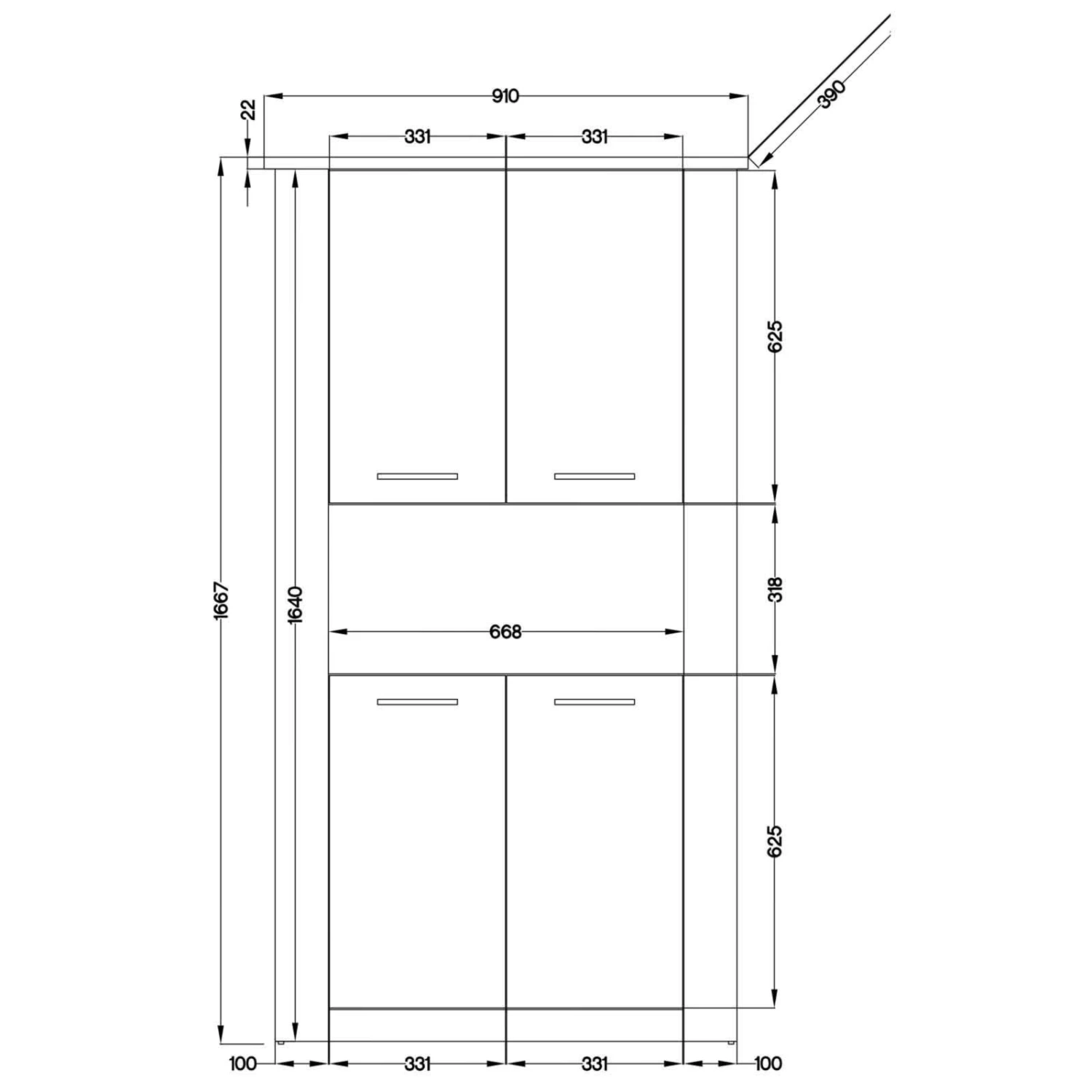 Highboard - Artisan Eiche - 4 Türen 4 Highboard - Artisan Eiche - 4 Türen – Bild 4