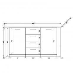 Sideboard - Artisan Eiche - 4 Schubkästen -Wohnzimmer Verkäufe 1016016600 04 1600Wx1600H