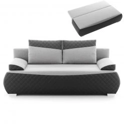 Schlafsofa - grau-schwarz - inklusive Kissen