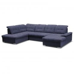 Wohnlandschaft - blau-grau - Velours - Recamiere links -Wohnzimmer Verkäufe 1016017601 09 1600Wx1600H