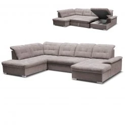 Wohnlandschaft - dunkelgrau - Velours - Recamiere links