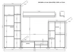 4-teilige Wohnwand - Sonoma Eiche - 270 cm -Wohnzimmer Verkäufe 1016018100 03 1600Wx1600H