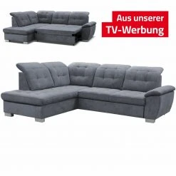 Ecksofa - steel - Staukasten - Ottomane links