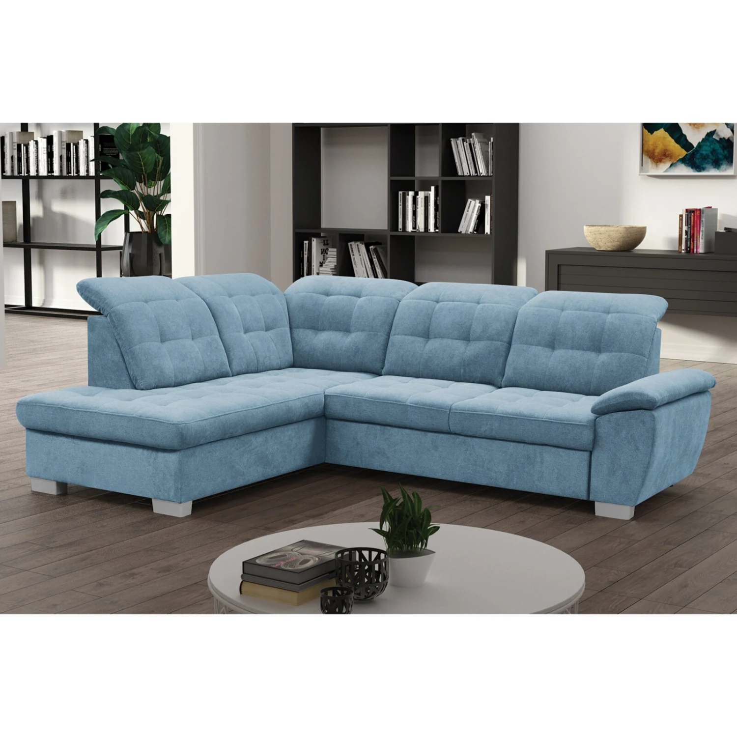 Ecksofa - denim - Staukasten - Ottomane links 4 Ecksofa - denim - Staukasten - Ottomane links – Bild 4