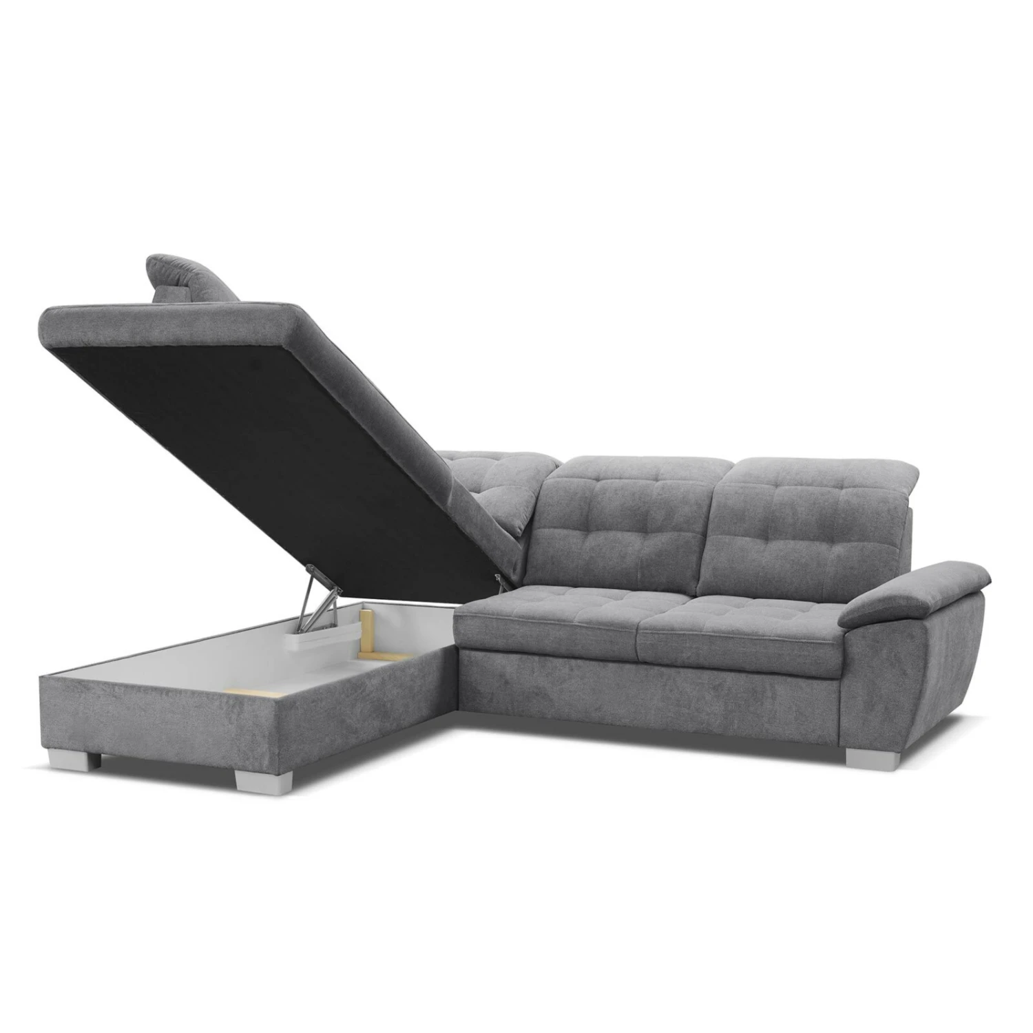 Ecksofa - grau - Staukasten - Ottomane links 3 Ecksofa - grau - Staukasten - Ottomane links – Bild 3