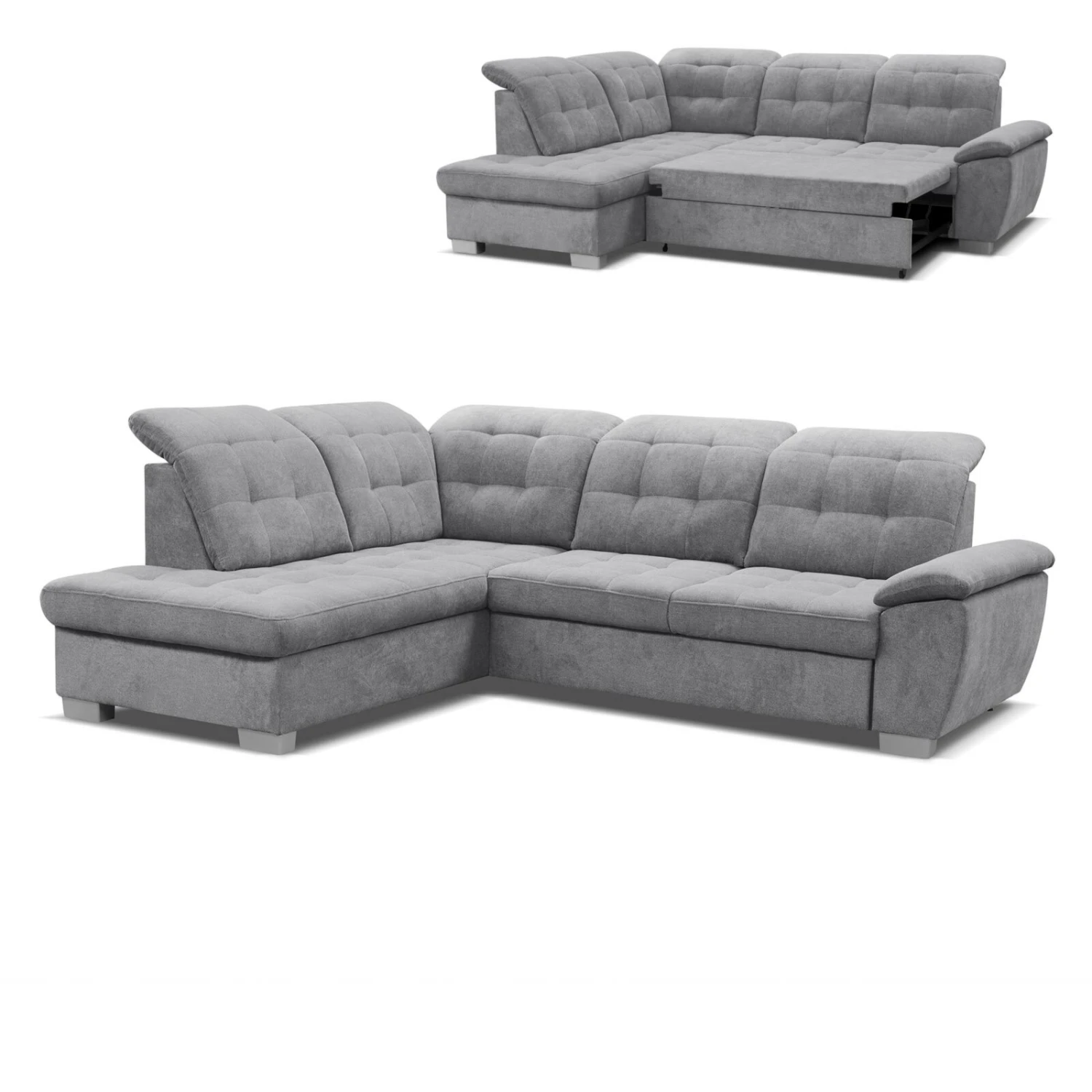 Ecksofa - grau - Staukasten - Ottomane links 1 Ecksofa - grau - Staukasten - Ottomane links