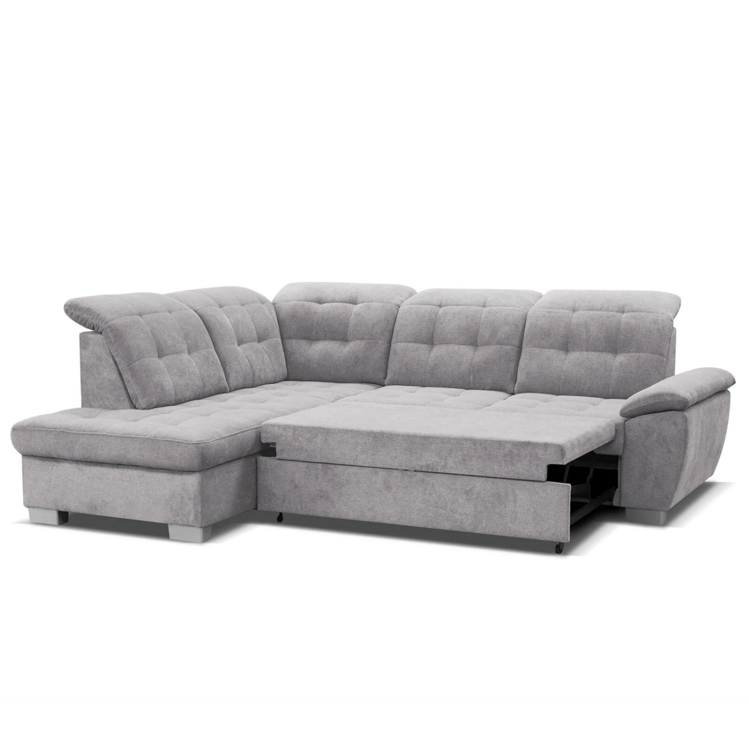 Ecksofa - silber - Staukasten - Ottomane links 2 Ecksofa - silber - Staukasten - Ottomane links – Bild 2
