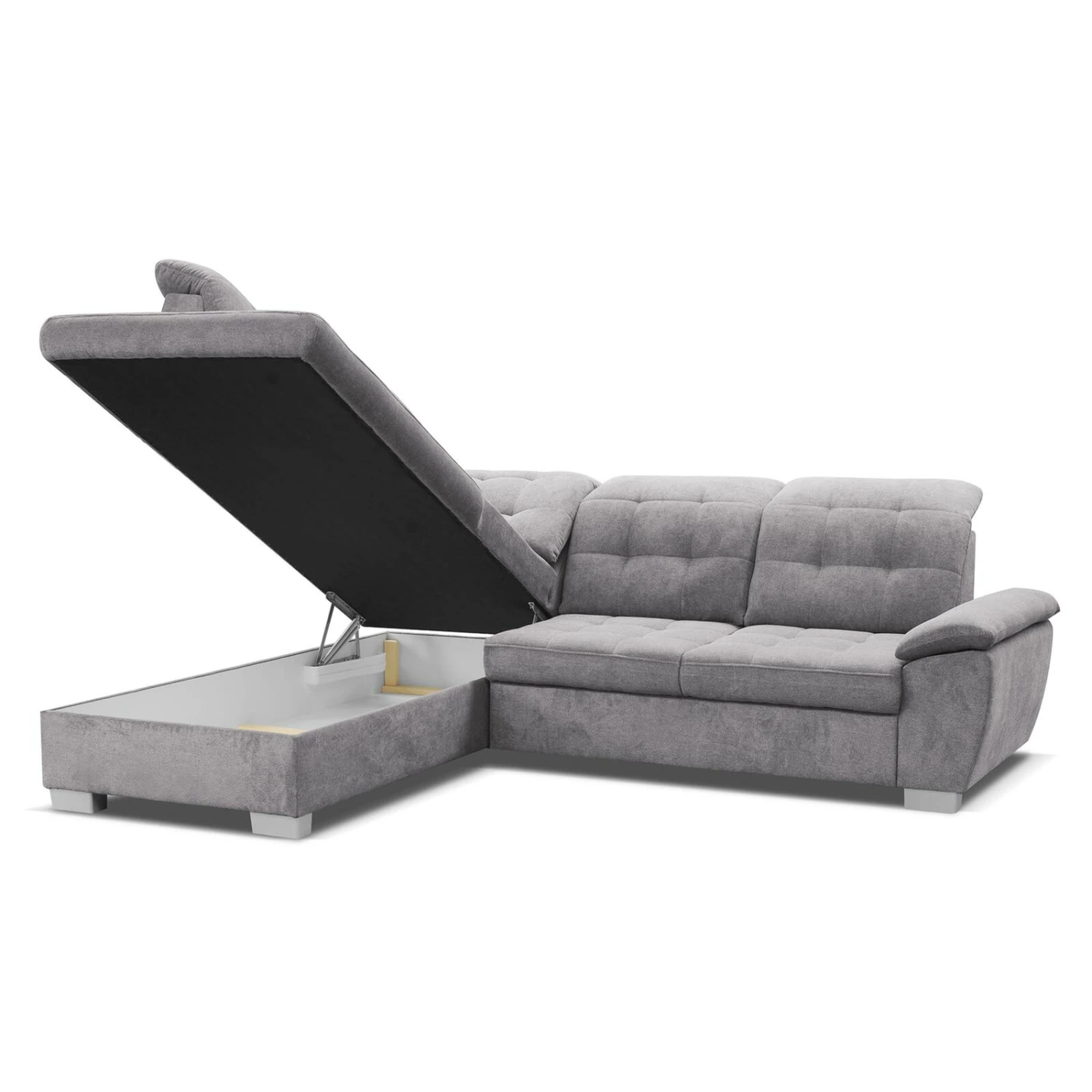 Ecksofa - silber - Staukasten - Ottomane links 3 Ecksofa - silber - Staukasten - Ottomane links – Bild 3
