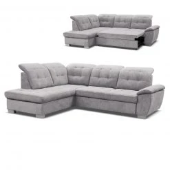 Ecksofa - silber - Staukasten - Ottomane links