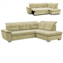 Ecksofa - gelb - Staukasten - Ottomane rechts