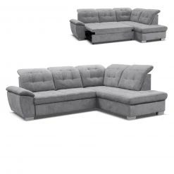 Ecksofa - grau - Staukasten - Ottomane rechts