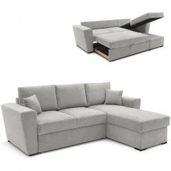Ecksofa - hellgrau - Staukasten - Liegefunktion