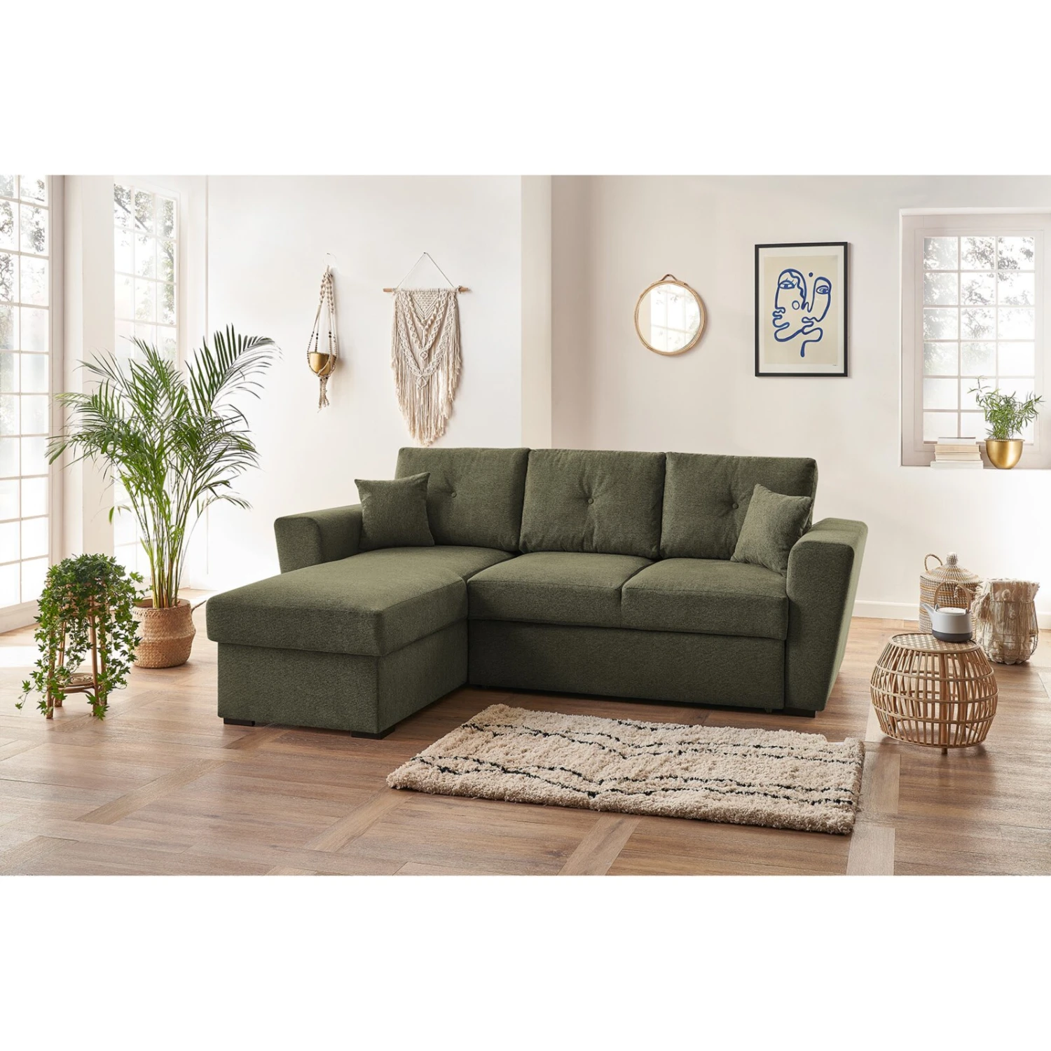 Ecksofa - grün-grau - Staukasten - Liegefunktion 2 Ecksofa - grün-grau - Staukasten - Liegefunktion – Bild 2