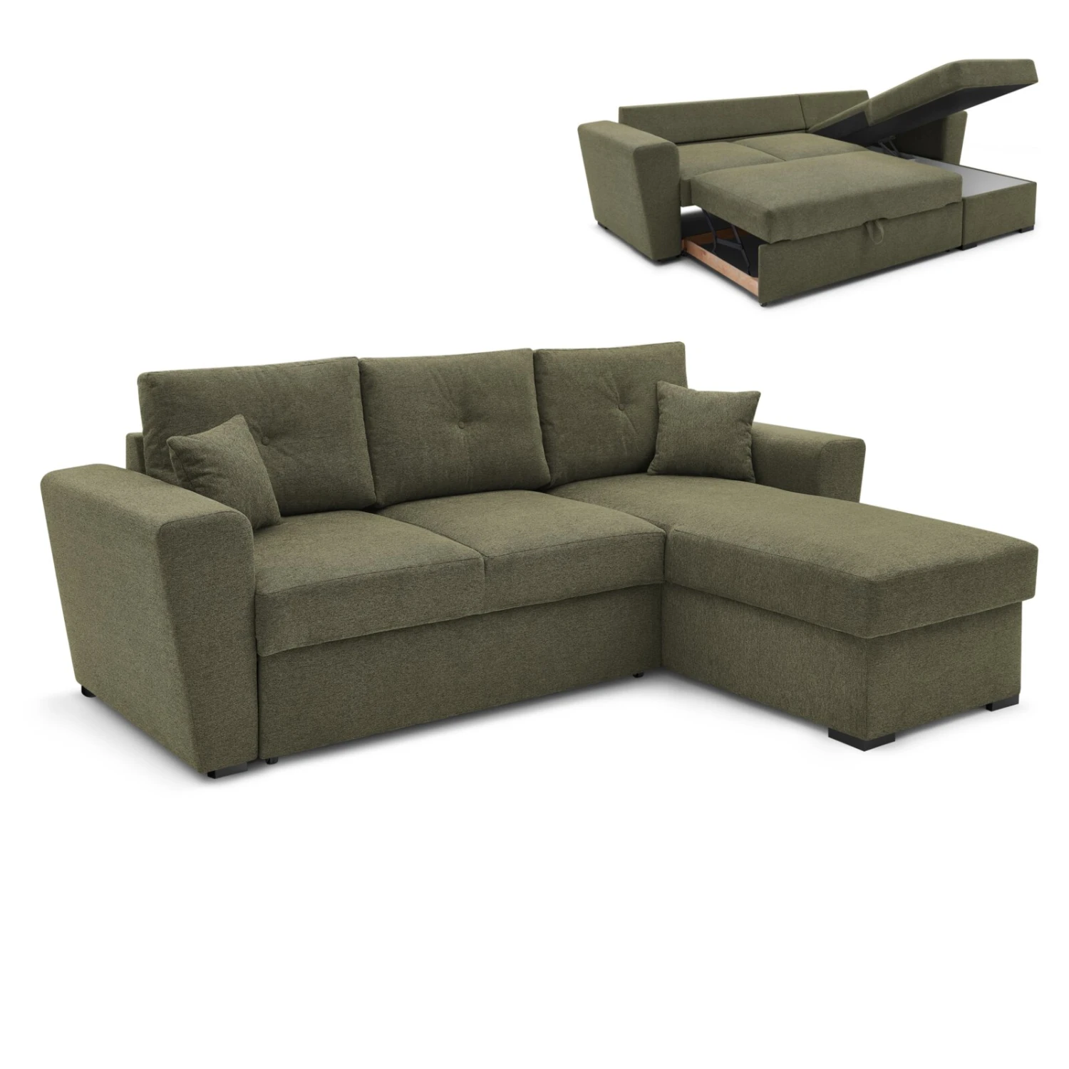 Ecksofa - grün-grau - Staukasten - Liegefunktion 1 Ecksofa - grün-grau - Staukasten - Liegefunktion