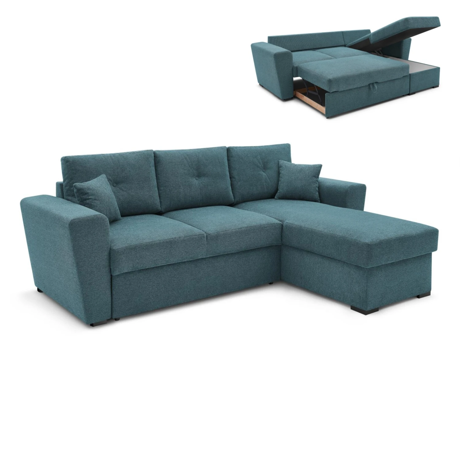 Ecksofa - türkis - Staukasten - Liegefunktion 1 Ecksofa - türkis - Staukasten - Liegefunktion