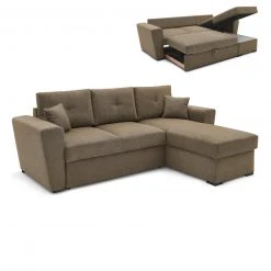 Ecksofa - dunkelbraun - Stauraum - Liegefunktion