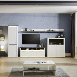 Luca Bessoni TV-Lowboard ALASSIO - weiß Hochglanz - Matera dunkel - 156 cm -Wohnzimmer Verkäufe 1016018600 12 1600Wx1600H