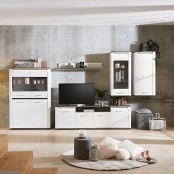 Luca Bessoni Wandboard ALASSIO - weiß Hochglanz - Matera dunkel - 120 cm -Wohnzimmer Verkäufe 1016018700 07 1600Wx1600H