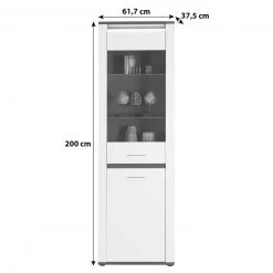 Luca Bessoni Standvitrine ALASSIO - weiß Hochglanz - Matera dunkel - 62 cm -Wohnzimmer Verkäufe 1016018800 03 1600Wx1600H