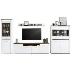 Luca Bessoni Standvitrine ALASSIO - weiß Hochglanz - Matera dunkel - 62 cm -Wohnzimmer Verkäufe 1016018800 07 1600Wx1600H