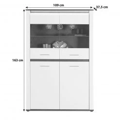 Luca Bessoni Highboardvitrine ALASSIO - weiß Hochglanz - Matera dunkel - 109 cm 10 Luca Bessoni Highboardvitrine ALASSIO - weiß Hochglanz - Matera dunkel - 109 cm -Wohnzimmer Verkäufe 1016018900 04 1600Wx1600H