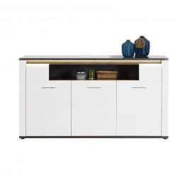 Luca Bessoni Sideboard ALASSIO - weiß-Hochglanz - Matera dunkel - 156 cm
