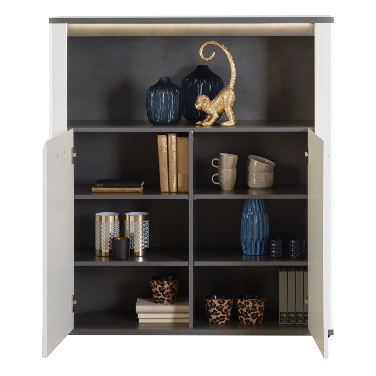 Luca Bessoni Highboard ALASSIO - weiß-Hochglanz - Matera dunkel - 109 cm 2 Luca Bessoni Highboard ALASSIO - weiß-Hochglanz - Matera dunkel - 109 cm – Bild 2