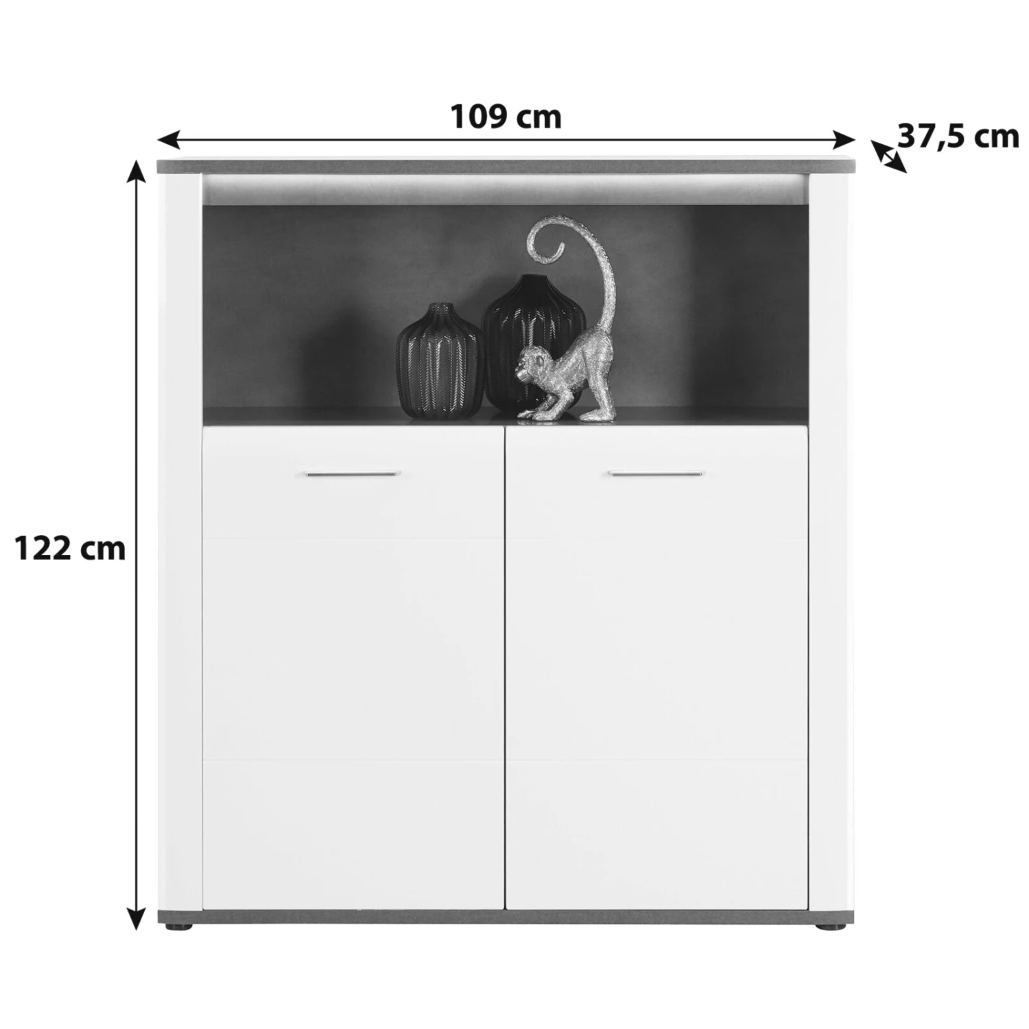 Luca Bessoni Highboard ALASSIO - weiß-Hochglanz - Matera dunkel - 109 cm 3 Luca Bessoni Highboard ALASSIO - weiß-Hochglanz - Matera dunkel - 109 cm – Bild 3
