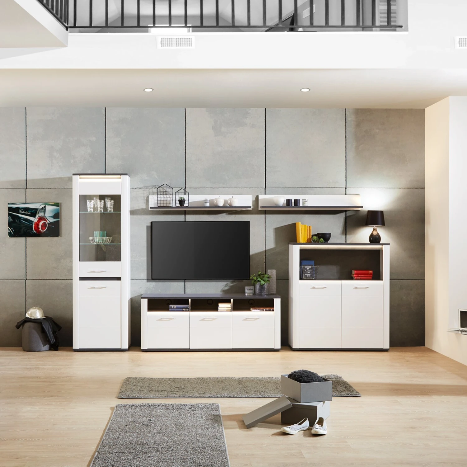 Luca Bessoni Highboard ALASSIO - weiß-Hochglanz - Matera dunkel - 109 cm 5 Luca Bessoni Highboard ALASSIO - weiß-Hochglanz - Matera dunkel - 109 cm – Bild 5