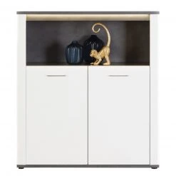 Luca Bessoni Highboard ALASSIO - weiß-Hochglanz - Matera dunkel - 109 cm