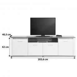 Luca Bessoni Lowboard ALASSIO - weiß Hochglanz - Matera dunkel - 204 cm -Wohnzimmer Verkäufe 1016019300 05 1600Wx1600H