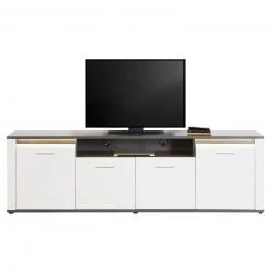 Luca Bessoni Lowboard ALASSIO - weiß Hochglanz - Matera dunkel - 204 cm