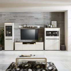 Luca Bessoni Wandboard ALASSIO - weiß Hochglanz - Matera dunkel - 156 cm -Wohnzimmer Verkäufe 1016019400 04 1600Wx1600H