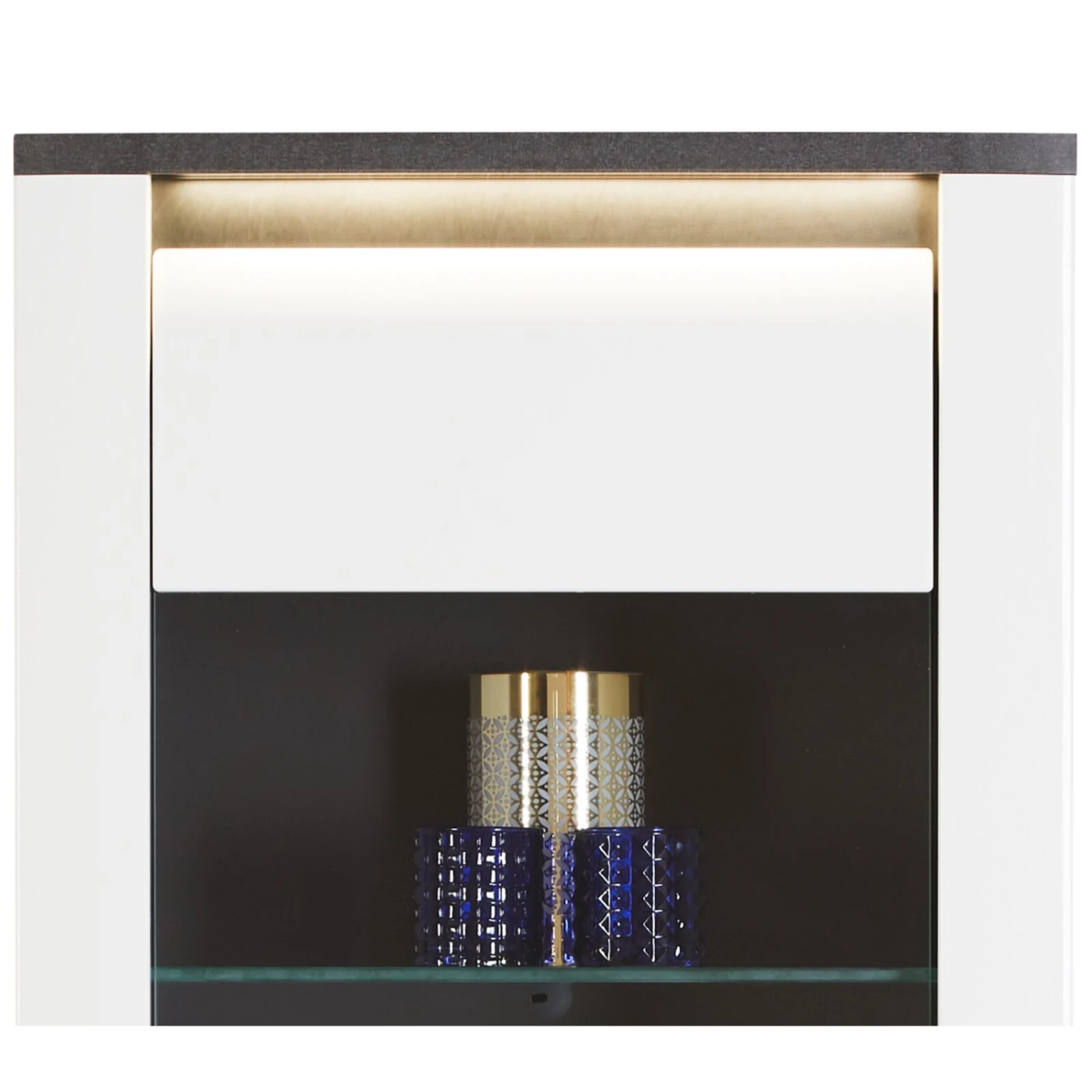 Luca Bessoni Hängevitrine ALASSIO - weiß Hochglanz - Matera dunkel - 55 cm 3 Luca Bessoni Hängevitrine ALASSIO - weiß Hochglanz - Matera dunkel - 55 cm – Bild 3