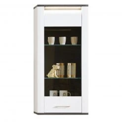 Luca Bessoni Hängevitrine ALASSIO - weiß Hochglanz - Matera dunkel - 55 cm