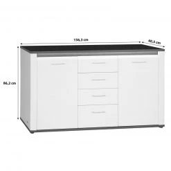 Luca Bessoni Kommode ALASSIO - weiß Hochglanz - Matera dunkel - 156 cm -Wohnzimmer Verkäufe 1016019800 03 1600Wx1600H