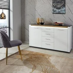 Luca Bessoni Kommode ALASSIO - weiß Hochglanz - Matera dunkel - 156 cm -Wohnzimmer Verkäufe 1016019800 04 1600Wx1600H