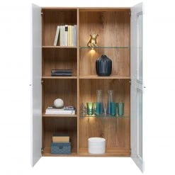 Luca Bessoni Highboardvitrine AURIS - weiß-Flagstaff Eiche - 95 cm -Wohnzimmer Verkäufe 1016021601 04 1600Wx1600H