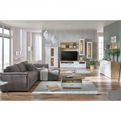 Luca Bessoni Highboardvitrine AURIS - weiß-Flagstaff Eiche - 95 cm -Wohnzimmer Verkäufe 1016021601 09 1600Wx1600H