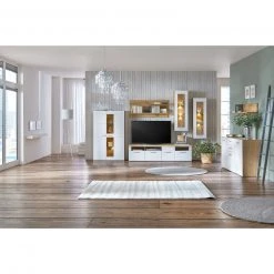 Luca Bessoni Highboardvitrine AURIS - weiß-Flagstaff Eiche - 95 cm -Wohnzimmer Verkäufe 1016021601 10 1600Wx1600H