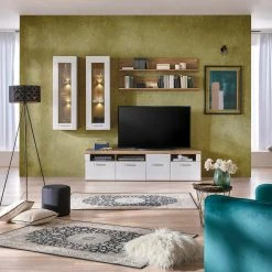 Luca Bessoni Hängevitrine AURIS - weiß-Flagstaff Eiche -Wohnzimmer Verkäufe 1016021701 06 1600Wx1600H